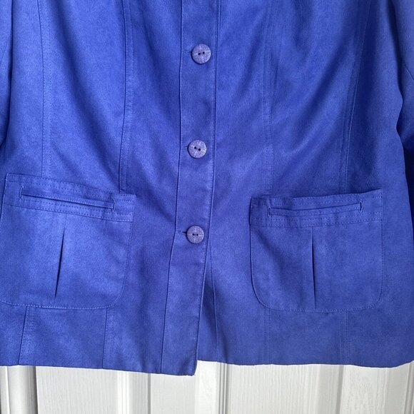 TanJay Jacket Women Purple Blue Suede Jacket Size 12 - Picture 2 of 6